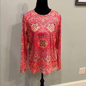Elegant Pink Patterned Long Sleeve Top-NWOT